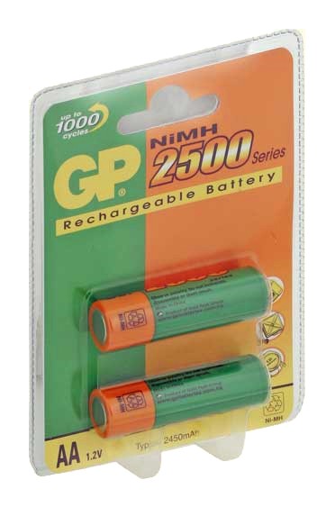 Аккумулятор (батарейный блок) для фотокамеры GP Rechargeable NiMH 250AAHC 2500mAh AA (2шт. уп)