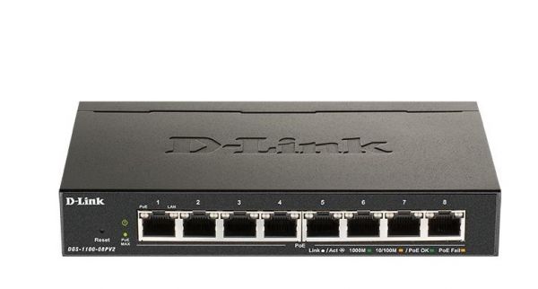Коммутатор D-link DGS-1100-08PLV2/A1A 8x10/100/1000 Мбит/сек, настраиваемый