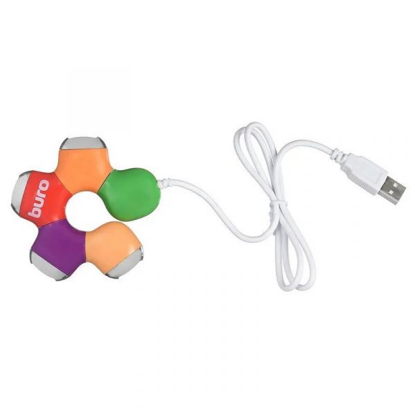 USB-Хаб Buro BU-HUB4-0.5-U2.0-Flower,